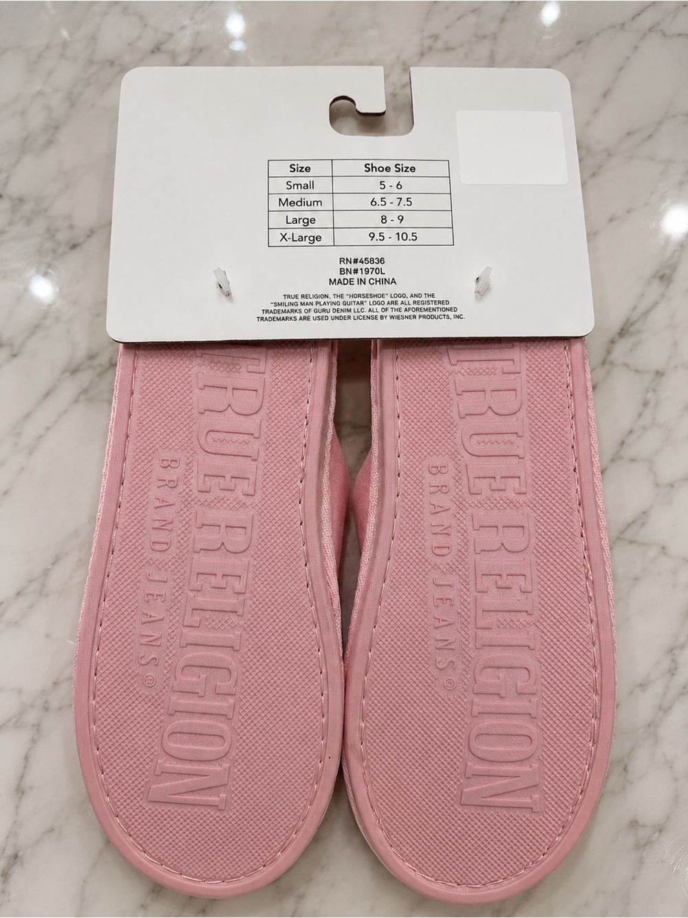 True Religion Pink Rhinestone Plush Slippers - Medium 6.5-7.5 - Picture 3 of 3